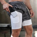 2023 Men Running Shorts 2 In 1 Double Deck Quick Dry Gym Sportswear Fitness Workout Hot Pants Male Training Shorts - Maschille