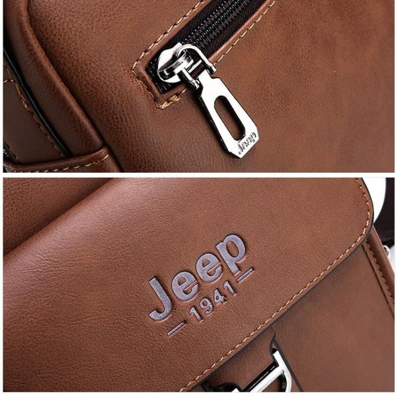 Bolsa JEEP em Couro Masculina de Ombro com Fecho Metal - Maschille