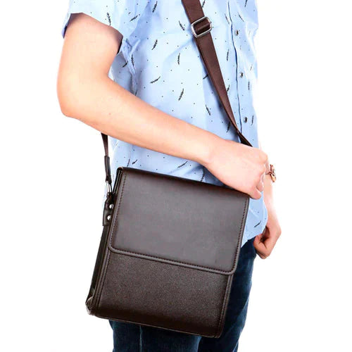 Bolsa Mensageiro Masculina Em Couro Vintage - Milano Vertical - Maschille