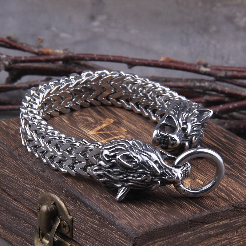 Pulseira Masculina Wolf Figth com Caixa Viking - Maschille