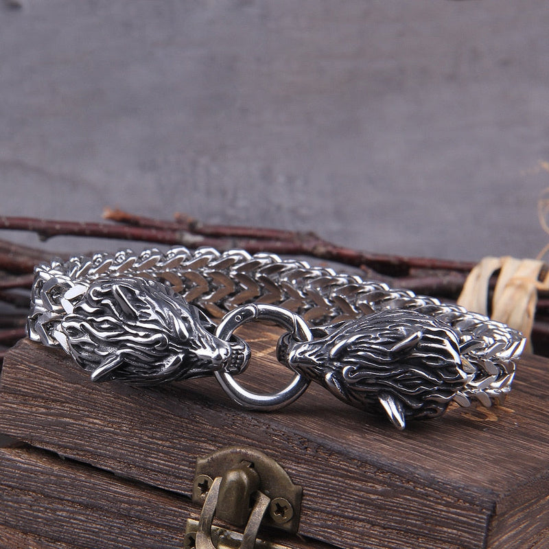 Pulseira Masculina Wolf Figth com Caixa Viking - Maschille