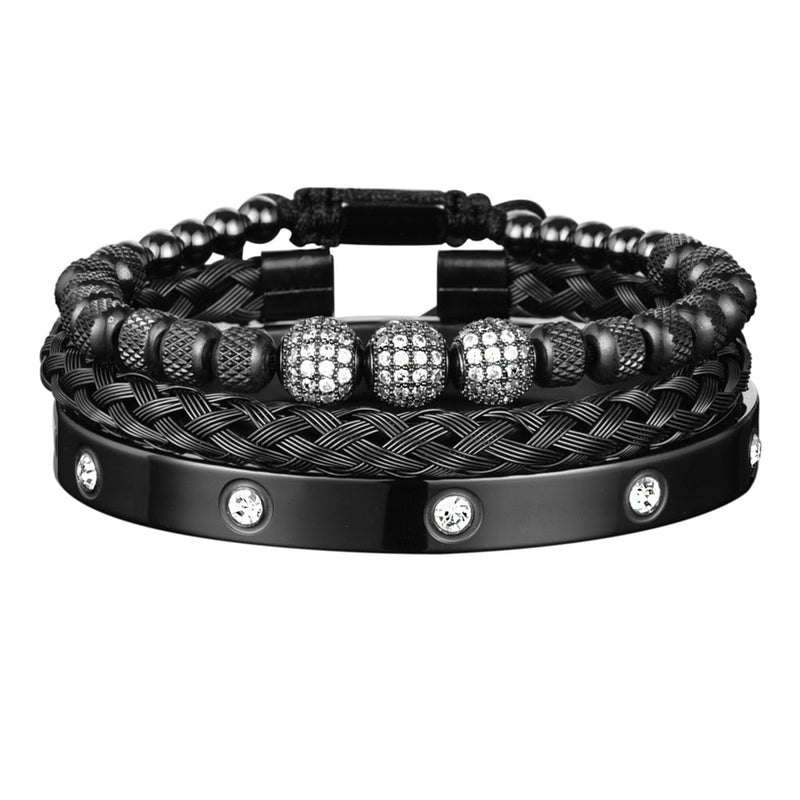 Pulseira Masculina Brilhantes Luxo Punk - Maschille