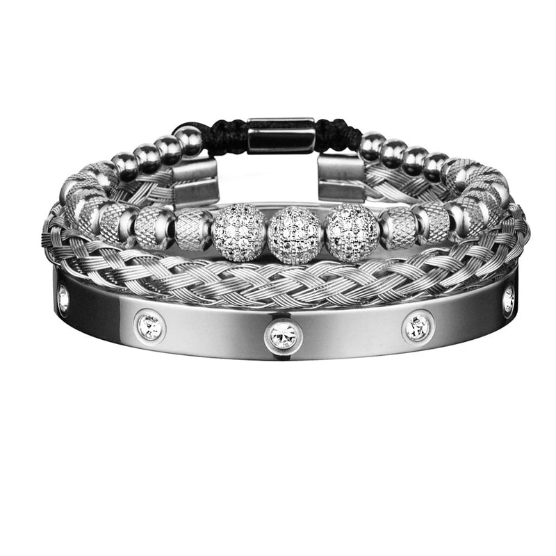 Pulseira Masculina Brilhantes Luxo Punk - Maschille