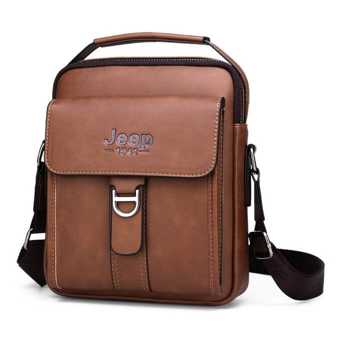 Bolsa JEEP em Couro Masculina de Ombro com Fecho Metal - Maschille